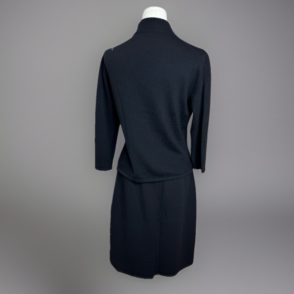 Rickie Freeman for Teri Jon black embroidered wool lined skirt & sweater set. - Picture 3 of 9
